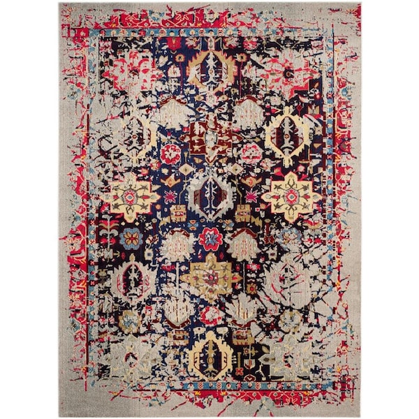 Flowers First 8 x 10 ft. Monaco Power Loomed Area Rug, Grey & Multi Color - Large Rectangle FL1860236 - main